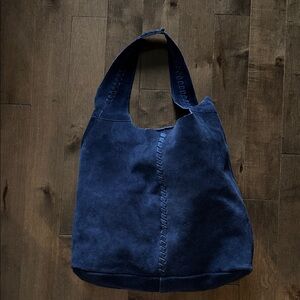Haute Hippie Deep Blue Suede Hobo Bag